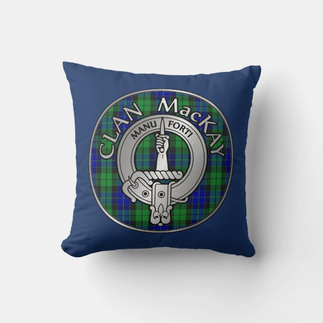 Clan MacKay Crest & Tartan Cushion (Front)