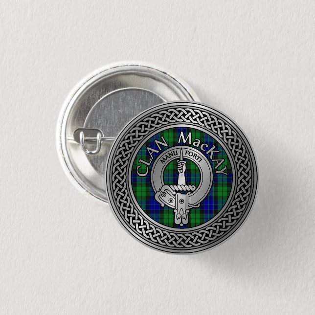 Clan MacKay Crest & Tartan Knot Button (Front & Back)