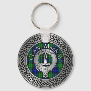 Clan MacKay Crest & Tartan Knot Keychain