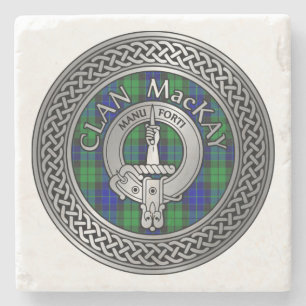 Clan MacKay Crest & Tartan Knot Stone Coaster