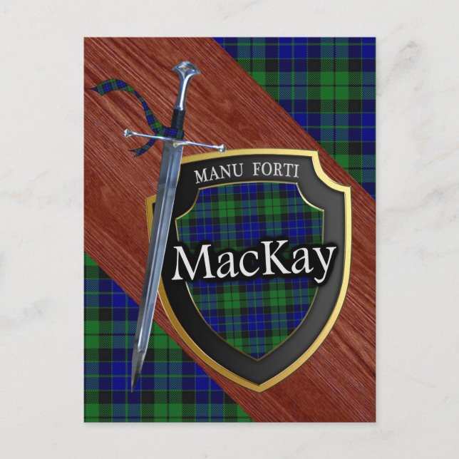 Clan MacKay Tartan Sword & Shield Postcard (Front)