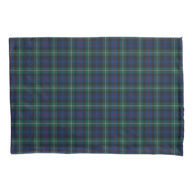 Clan Mackenzie Blue and Green Scottish Plaid Pillowcase (Front)