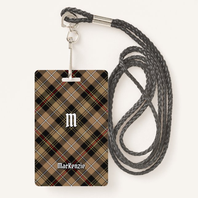 Clan MacKenzie Brown Hunting Tartan Badge ID Badge (Front with Lanyard)