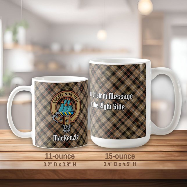 Clan MacKenzie Crest over Brown Hunting Tartan Coffee Mug (Creator Uploaded)