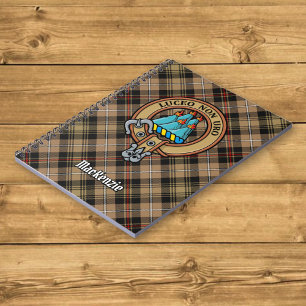 Clan MacKenzie Crest over Brown Hunting Tartan Notebook