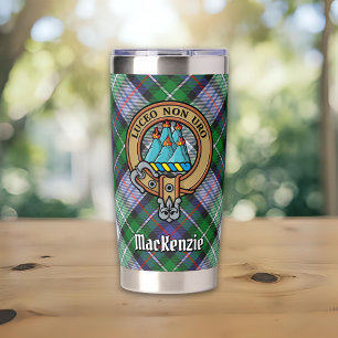 Clan MacKenzie Crest over Dress Tartan Insulated Tumbler