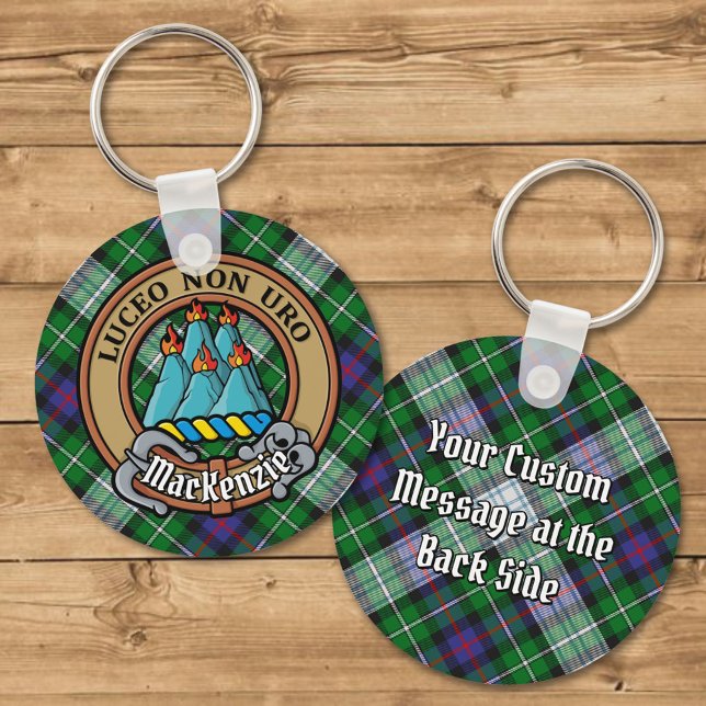 Clan MacKenzie Crest over Dress Tartan Key Ring (Creator Uploaded)