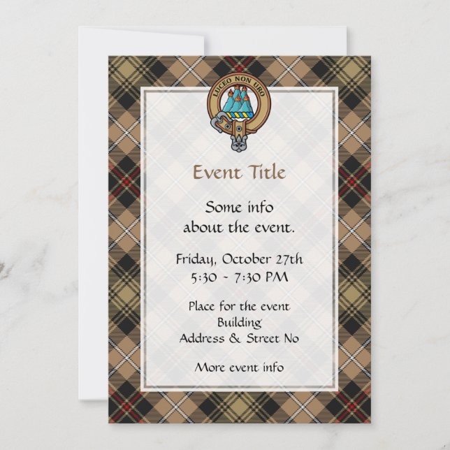 Clan MacKenzie Crest over Hunting Tartan Invitation (Front)