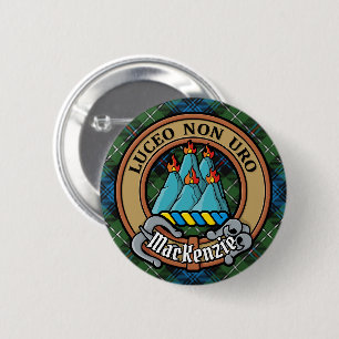 Clan MacKenzie Crest over Tartan 6 Cm Round Badge