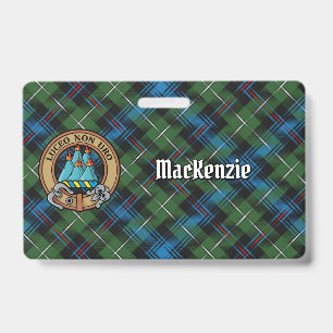 Clan MacKenzie Crest over Tartan ID Badge