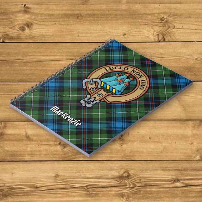 Clan MacKenzie Crest over Tartan Notebook (Creator Uploaded)