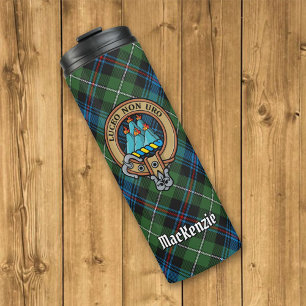 Clan MacKenzie Crest over Tartan Thermal Tumbler