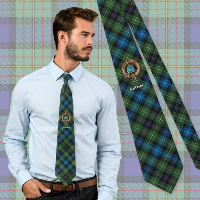 Clan MacKenzie Crest over Tartan Tie (Creator Uploaded)
