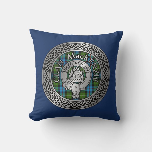 Clan MacKenzie Crest & Tartan Knot Cushion (Front)