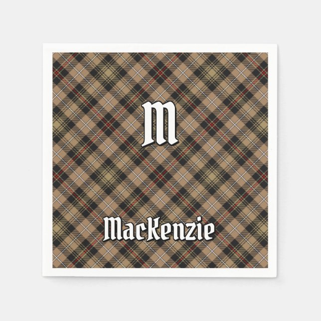 Clan MacKenzie Hunting Brown Tartan Napkins (Front)