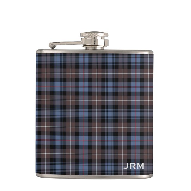 Clan Mackenzie Reproduction Tartan Monogram Hip Flask (Front)