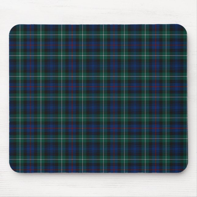 Clan Mackenzie Royal Blue and Forest Green Tartan Mouse Pad (Front)