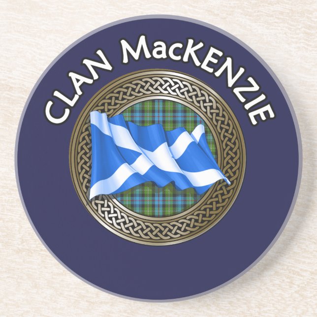 Clan MacKenzie Tartan Knot & Flag Coaster (Front)