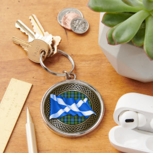 Clan MacKenzie Tartan Knot & Flag Key Ring