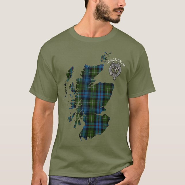 Clan MacKenzie Tartan Map & Crest T-Shirt (Front)
