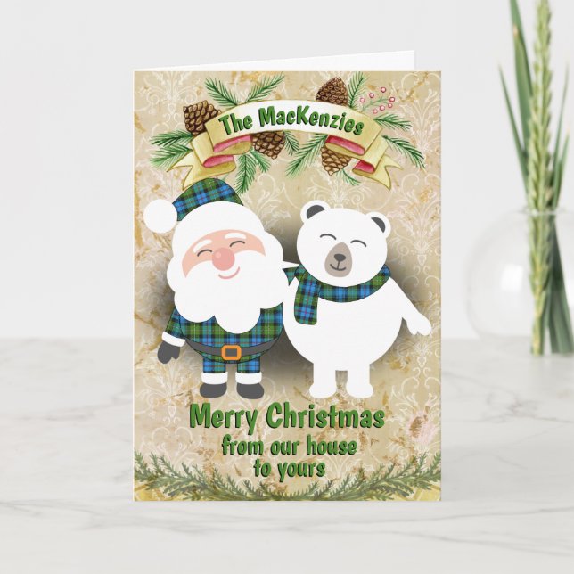 Clan MacKenzie Tartan Plaid Christmas Holiday Card (Front)