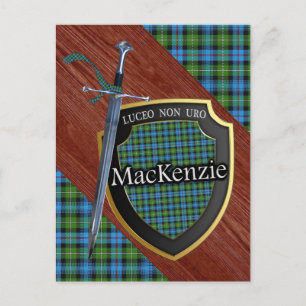 Clan MacKenzie Tartan Sword & Shield Postcard