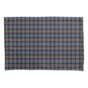 Clan Mackenzie Weathered Tartan Blue and Brown Pillowcase