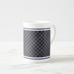 Clan Mackenzie Weathered Tartan Brown and Blue Bone China Mug
