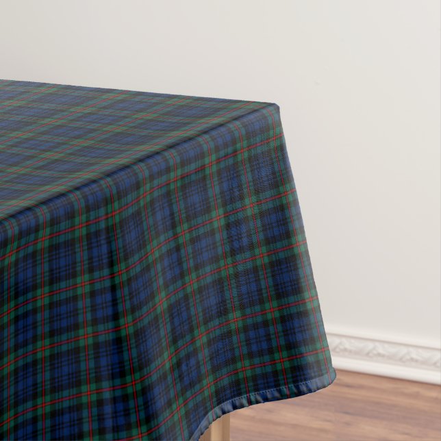Clan MacKinlay Dark Blue and Green Scottish Tartan Tablecloth (In Situ)