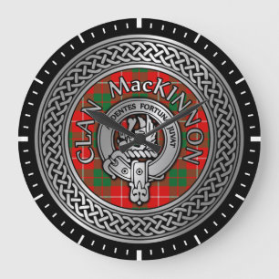 Clan MacKinnon Crest & Tartan Knot Large Clock