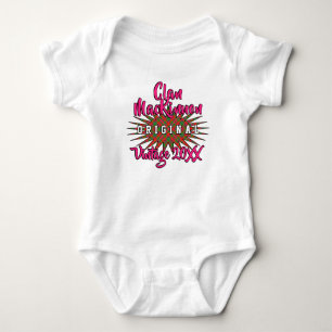 Clan MacKinnon Red Tartan Burst Vintage Birthyear Baby Bodysuit