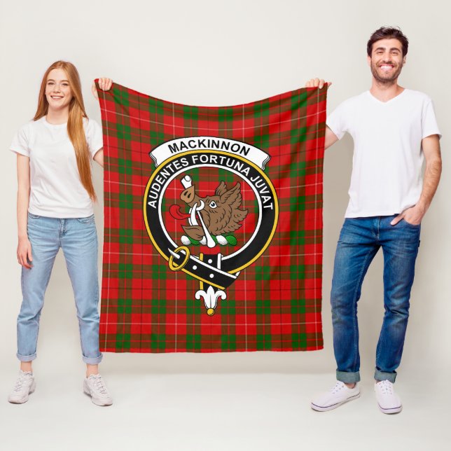 Clan MacKinnon Tartan Plaid Fleece Blanket (In Situ)