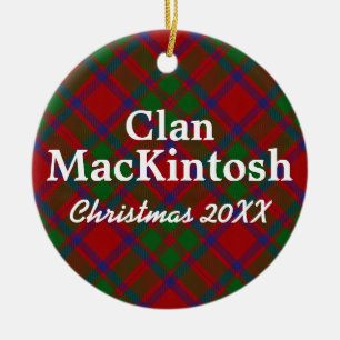 Clan MacKintosh Scottish Tartan Ceramic Tree Decoration
