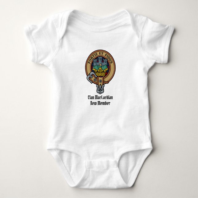 Clan MacLachlan Crest over Tartan Baby Bodysuit (Front)