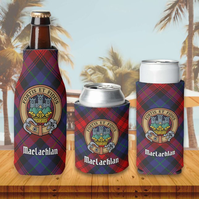 Clan MacLachlan Crest over Tartan Bottle Cooler (Creator Uploaded)