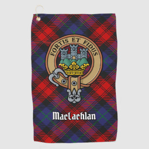 Clan MacLachlan Crest over Tartan Golf Towel