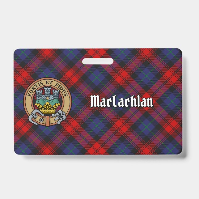 Clan MacLachlan Crest over Tartan ID Badge (Front)