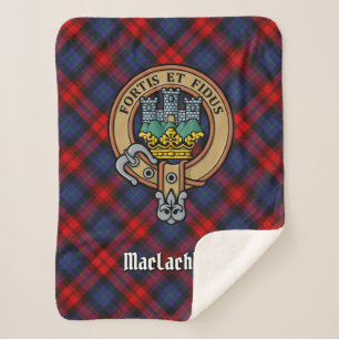 Clan MacLachlan Crest over Tartan Sherpa Blanket