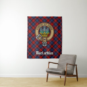 Clan MacLachlan Crest over Tartan Tapestry