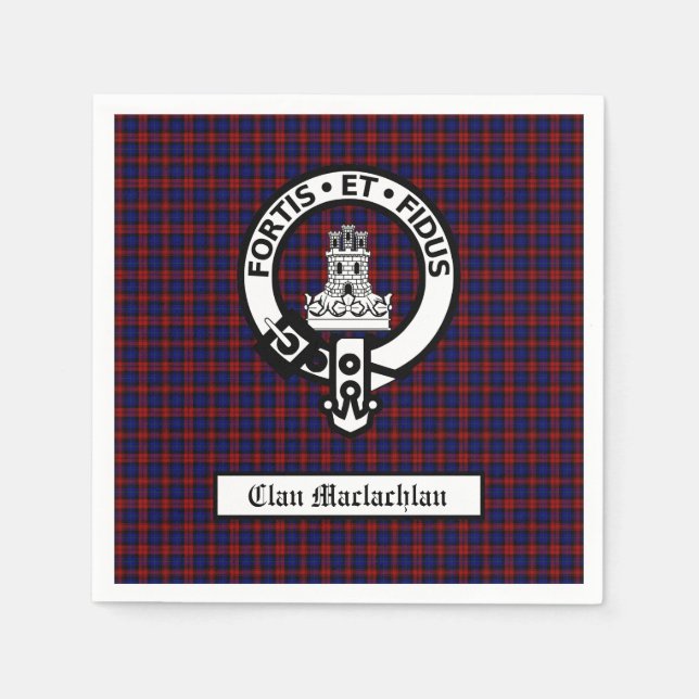 Clan Maclachlan Crest & Tartan Customisable Napkin (Front)