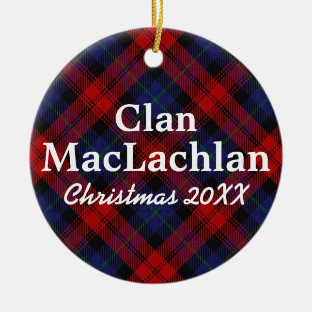 Clan MacLachlan Scottish Tartan Ceramic Ornament (Front)