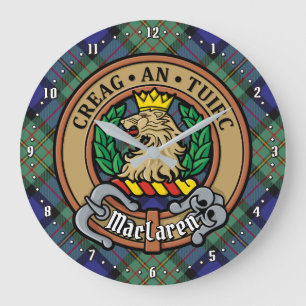 Clan MacLaren Crest over Tartan Large Clock