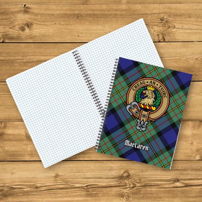 Clan MacLaren Crest over Tartan Notebook (Creator Uploaded)
