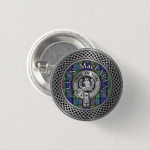 Clan MacLaren Crest & Tartan Knot 3 Cm Round Badge
