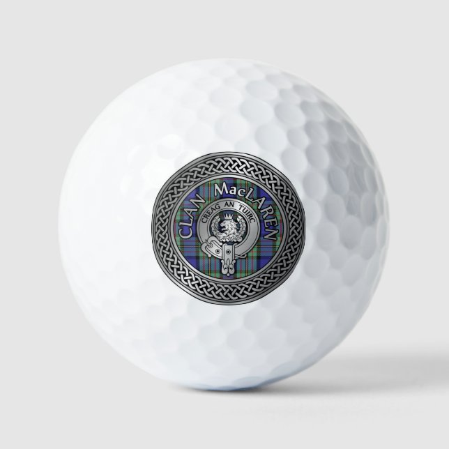 Clan MacLaren Crest & Tartan Knot Golf Balls (Front)