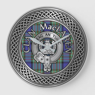 Clan MacLaren Crest & Tartan Knot Large Clock
