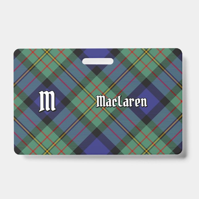 Clan MacLaren Tartan ID Badge (Front)