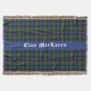 Clan MacLaren Tartan Plaid Customisable Throw Blanket