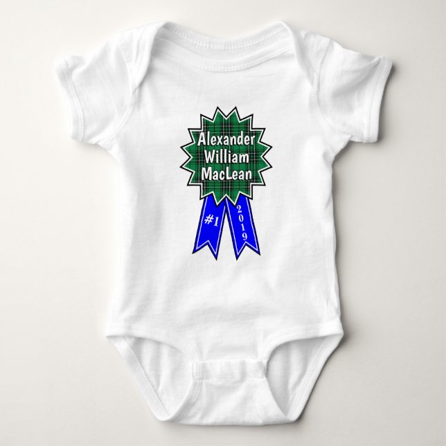 Clan MacLean #1 Award Blue Ribbon Baby Bodysuit (Front)
