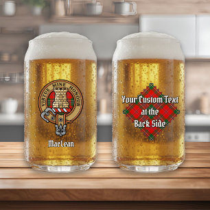 Clan MacLean Crest over Tartan Can Glass